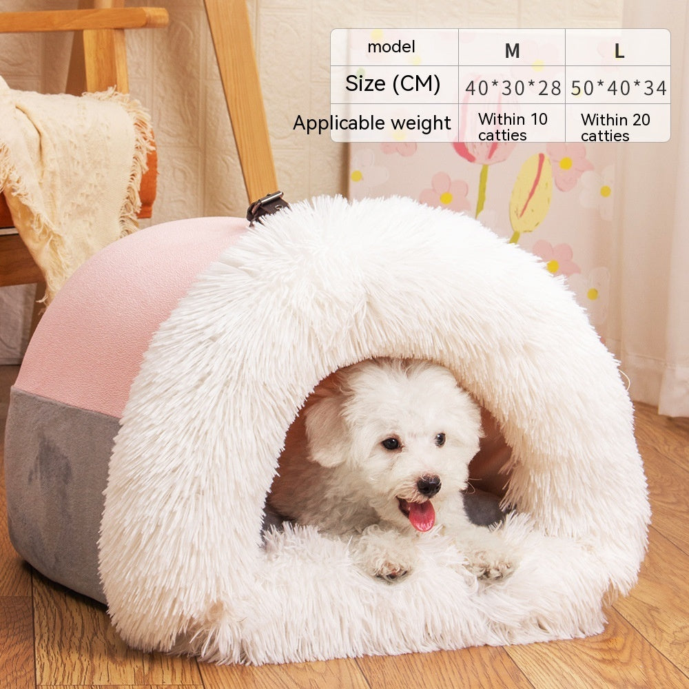 New Splice Portable Pet Nest Portable Autumn And Winter Warm Dog Nest Moisture-proof Long Fur Cat Nest Cross Border Pet Nest DUCA