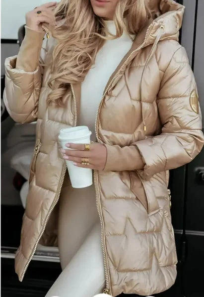 Elegant Winter Hooded Down Jacket Cardigan Coat DUCA