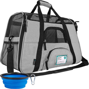 Airline Approved Pet Carrier for Cat, Soft Sided Dog Carrier for Small Dog, Cat Travel Supplies Accessories for Indoor Cat, Ventilated Pet Carrying Bag Medium Kitten Puppy, Large Heather Purple