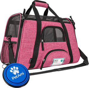 Airline Approved Pet Carrier for Cat, Soft Sided Dog Carrier for Small Dog, Cat Travel Supplies Accessories for Indoor Cat, Ventilated Pet Carrying Bag Medium Kitten Puppy, Large Heather Purple