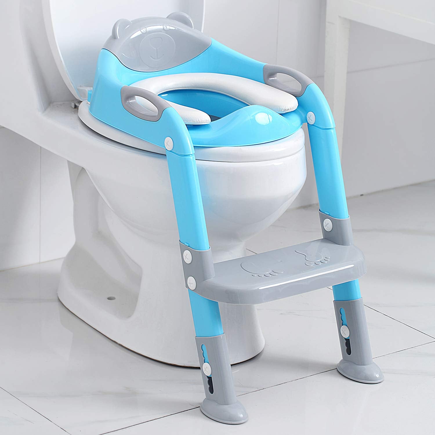 Potty Training Seat Ladder Girls,Toddlers Toilet Seat,Kids Stool (Rose Pink)