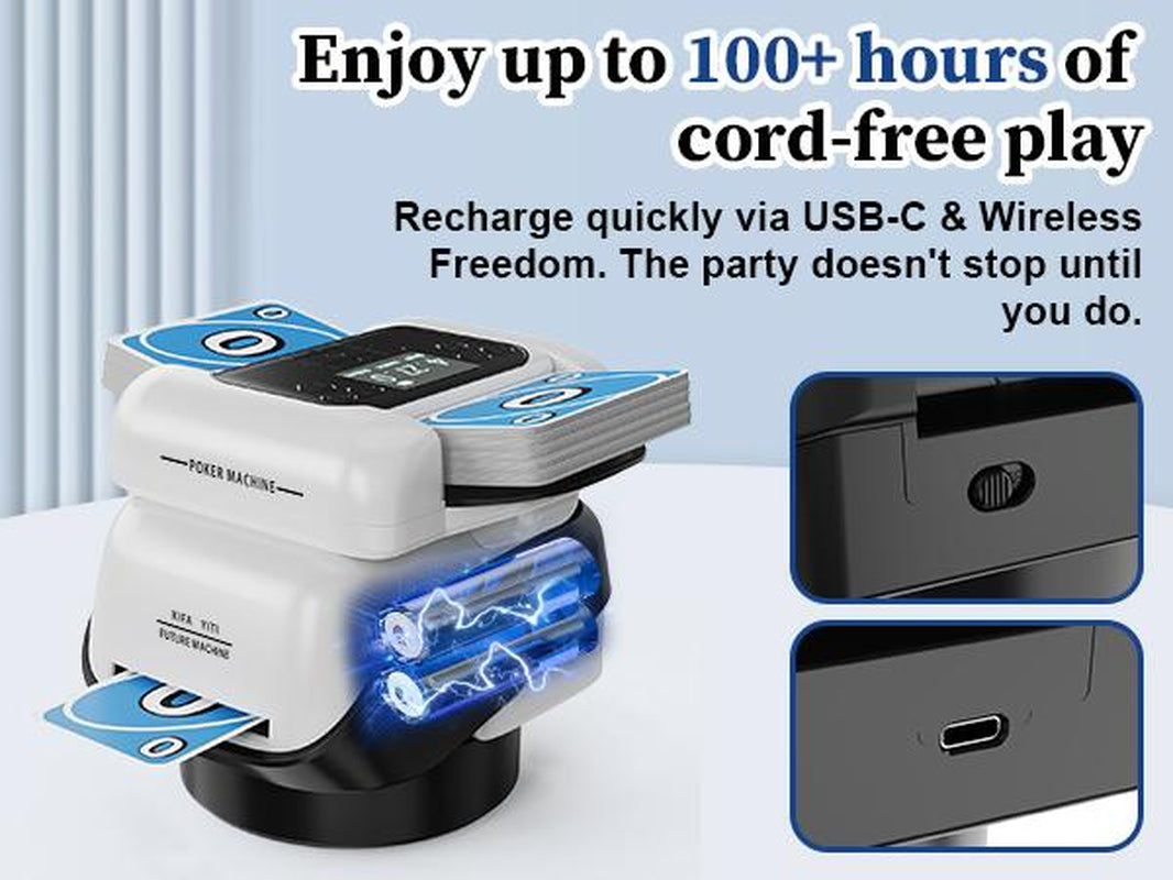 2-In-1 Automatic Card Shuffler & Dealer for 1-2 Decks Support 8 Players,Rechargeable Card Dealer Machine, Preset Games for Poker, UNO, Blackjack, Texas Hold'Em, Crazy Eights, Birthday Christmas Gifts