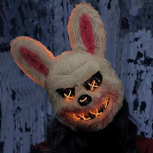 Glowing Animal Face Cover Costume Horror Bear Masque Adjustable Dress up Bunny for Cosplay Masquerade Party with Bright Red Lights