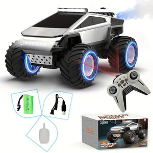Cybertruck RC Toy Car 1:12 Scale – 4WD Monster Truck Style with LED Lights & Music, All-Terrain Off-Road Pickup with 2.4Ghz Remote Control Truck , Ideal Christmas Gift for Kids 6 and up Boys and Girls Cyber Metal Shell Off-Road RC Truc