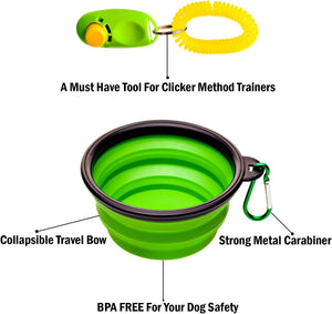 Dog Treat Pouch - Premium Training Treat Bag with Clicker and Collapsible Bowl for Dogs, Adjustable Waist and Shoulder Reflective Straps and Belt Clip, Ideal for Pet Obedience and Agility Training