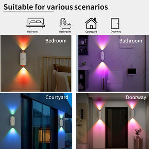 Smart Rechargeable LED Night Light with Motion Sensor – RGB Gradient Ambient Lighting, Dimmable Wall Lamp, Magnetic & Stick-On Design, USB Convenient Charging, Long-Lasting Battery, Perfect for Halloween Decor, Bedroom, Stairs, Hallway & Entryway