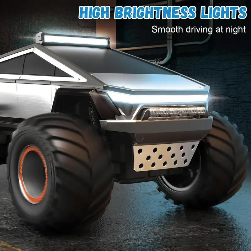Cybertruck RC Toy Car 1:12 Scale – 4WD Monster Truck Style with LED Lights & Music, All-Terrain Off-Road Pickup with 2.4Ghz Remote Control Truck , Ideal Christmas Gift for Kids 6 and up Boys and Girls Cyber Metal Shell Off-Road RC Truc