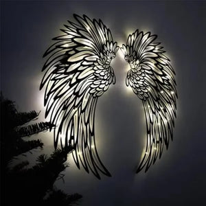 1 Pair Angel Wings Metal Wall Art with Led Lights Angel Wing Wall Art Sculpture Angel Feather Wings Photography Art Sculpture