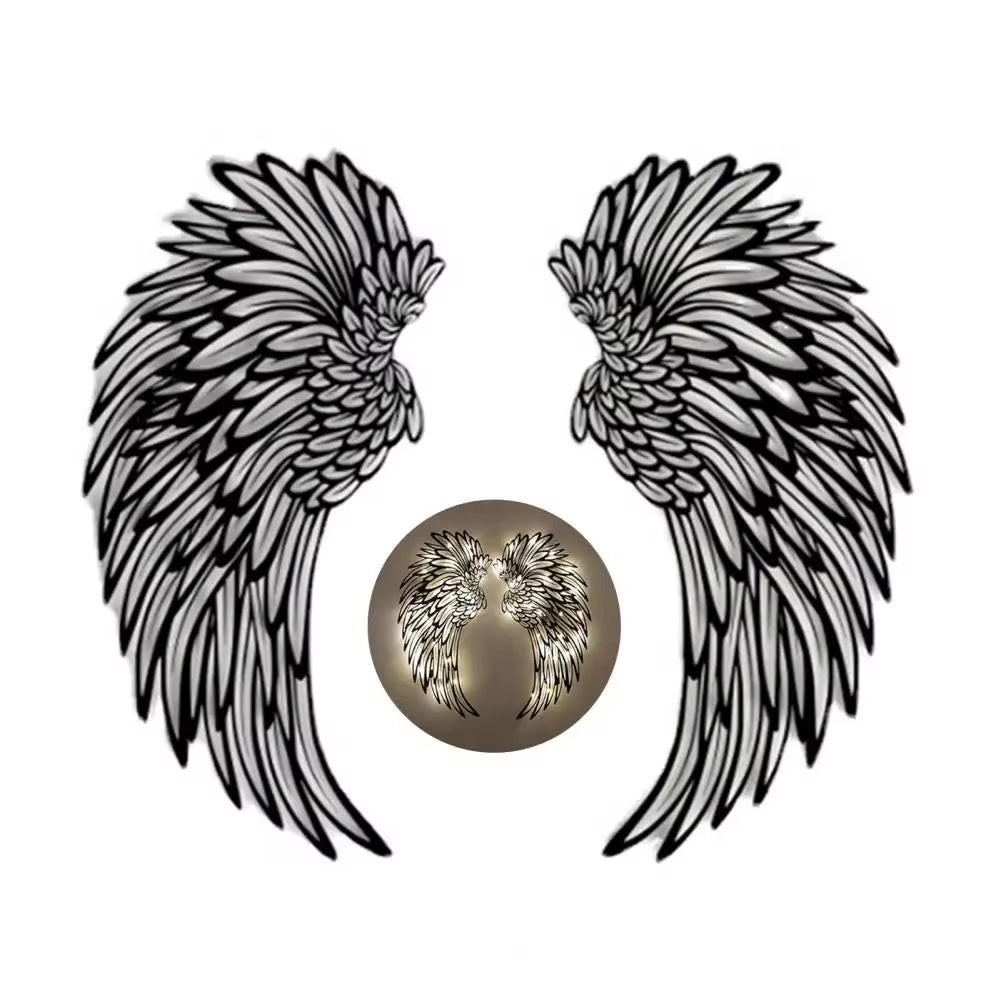 1 Pair Angel Wings Metal Wall Art with Led Lights Angel Wing Wall Art Sculpture Angel Feather Wings Photography Art Sculpture