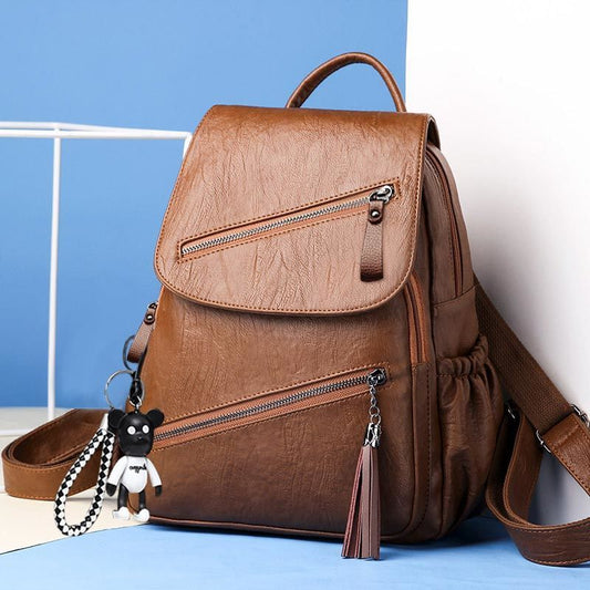 Women's Korean-style Fashionable Pu Soft Leather Casual Backpack DUCA