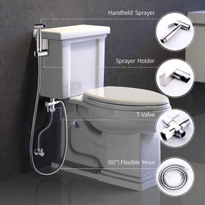 Handheld Bidet Sprayer for Toilet,  Dual Mode Spray Head (Jet/Soft) Baby Cloth Diaper Sprayer Bidet for Toilet Stainless Steel Bathroom Hand Held Muslim Shattaf Kit Brass T-Adaptor 47 Inch Hose