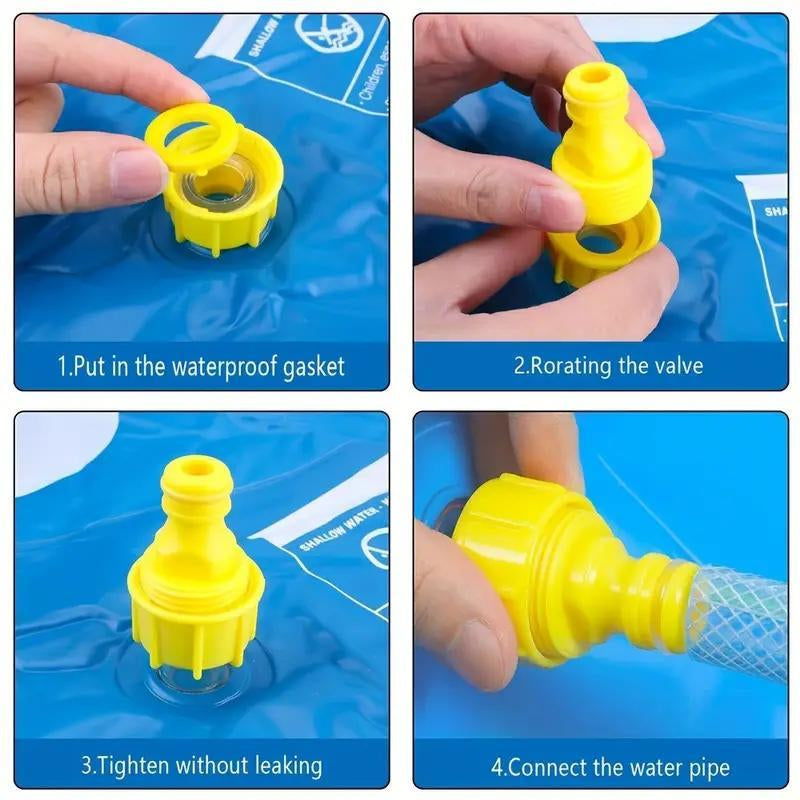 Inflatable Swimming Pool, Portable Swimming Pool with Water Sprinklers, Alphabet & Number Learning Mat, Summer Yard Lawn Play, Outdoor Play Area