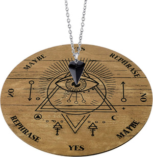 Wooden Pendulum Board Dowsing Divination Pendulum Witchcraft Altar Supplies with Crystal Necklace and Metaphysical Message Board Kit, 3.9 Inch(Wood Color)