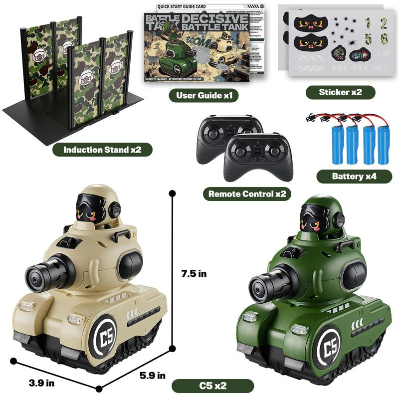 2 Pack RC Battle Tanks with Laser Tag & Infrared System|Hobby RC Cars Shoot to Ejected Out| Battle Tanks for 6 7 8 9 10 Year Old Boys Girls | Christmas Birthday Gifts for Toddler Kids