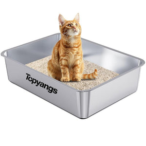 TOPYANGS XL Stainless Steel Cat Litter Box with Lid, 20L Metal Enclosed Litter Box for Big Cat, Flip-Top Design with Anti-Leakage High Sides, Large Cat Lovers Gifts, Pink