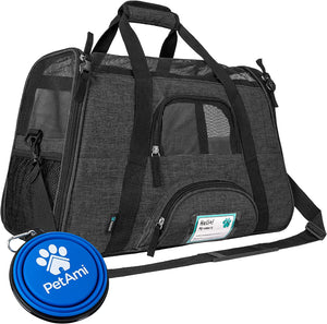 Airline Approved Pet Carrier for Cat, Soft Sided Dog Carrier for Small Dog, Cat Travel Supplies Accessories for Indoor Cat, Ventilated Pet Carrying Bag Medium Kitten Puppy, Large Heather Purple