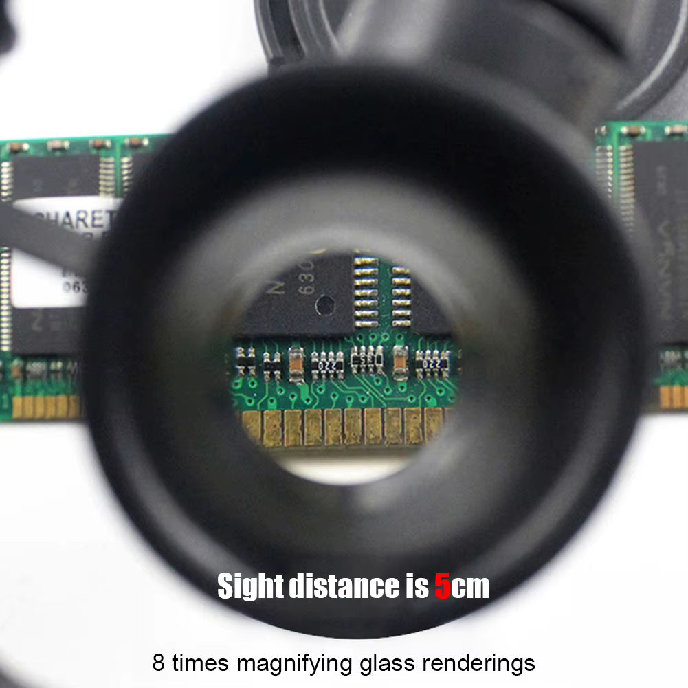 1-5PCS Magnifying Glass 8X/15X/23X Lens with 2 LED Light for Jewelers Watchmaker Repair Precision Work Magnifying Eyewear