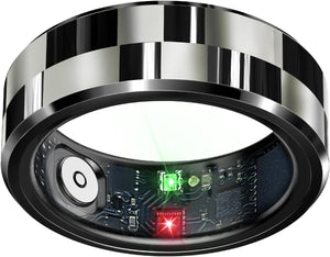 Smart Ring Health Tracker, Sleep Tracker Ring with Heart Rate, Waterproof Fitness Ring for Activity Monitoring/Steps/Distance/Calories, Air Gestures, up to 7-Day Battery, for Ios Android (Black,#10)
