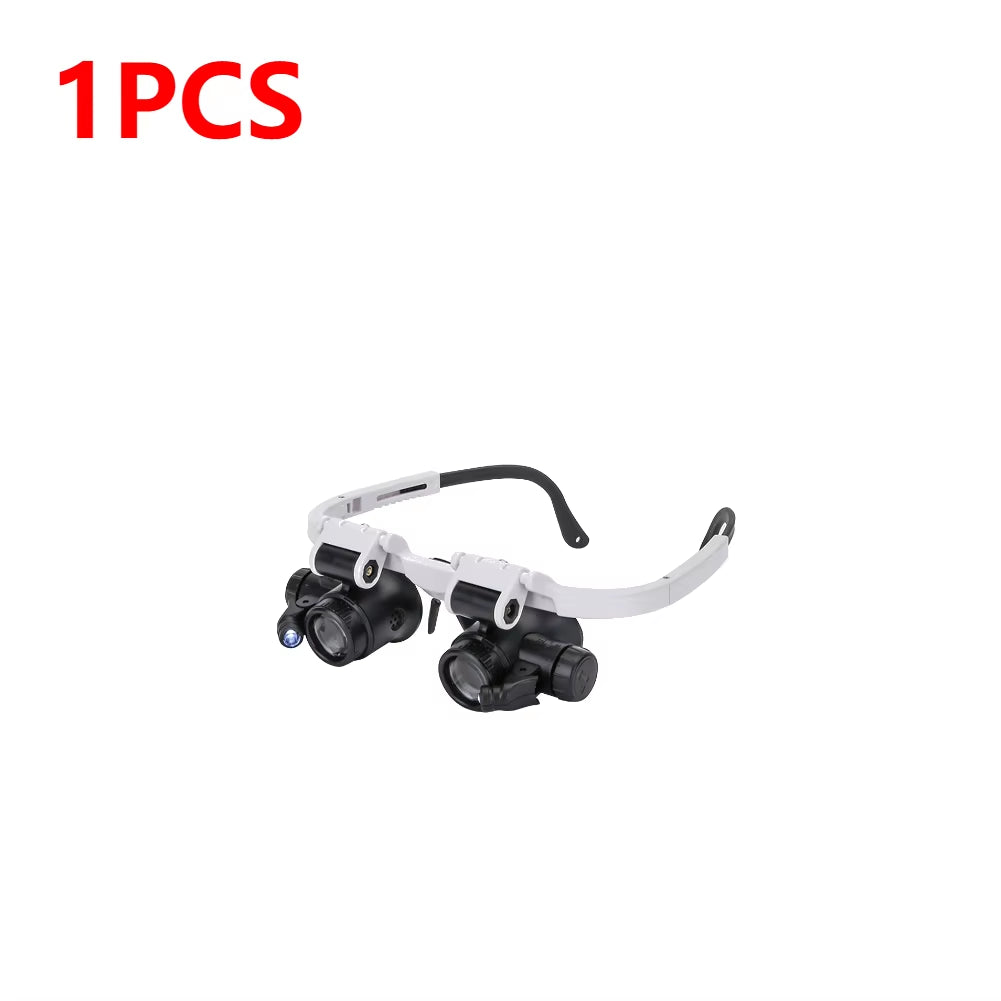 1-5PCS Magnifying Glass 8X/15X/23X Lens with 2 LED Light for Jewelers Watchmaker Repair Precision Work Magnifying Eyewear