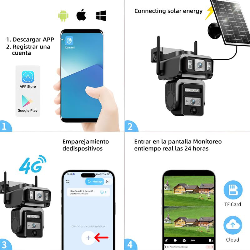 Seckun Solar Cctv Wifi Security Camera with Spotlight,1080P HD Clear Picture,Plr Motiondetection, Color Night Vision, Waterproof Black Security Wireless Camera Dual Lenses, No Dead Ends.Automatic Tracking Wireless Deals for You Two-Way Audio Aj19-Wifi