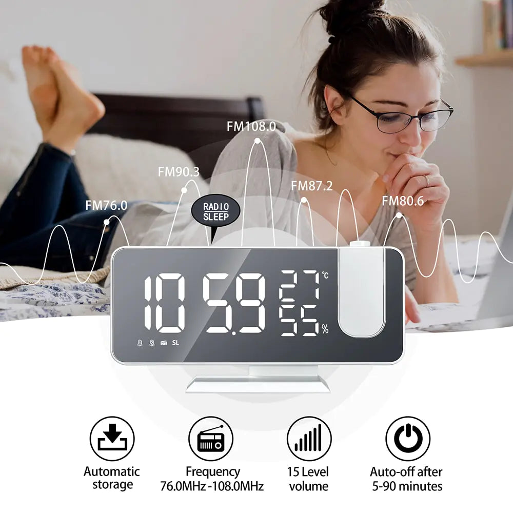 Sleek And Modern Projection Alarm Clock DUCA