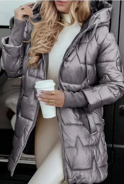 Elegant Winter Hooded Down Jacket Cardigan Coat DUCA