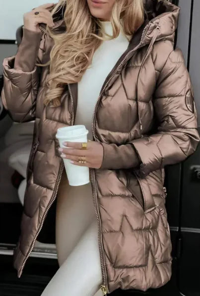 Elegant Winter Hooded Down Jacket Cardigan Coat DUCA